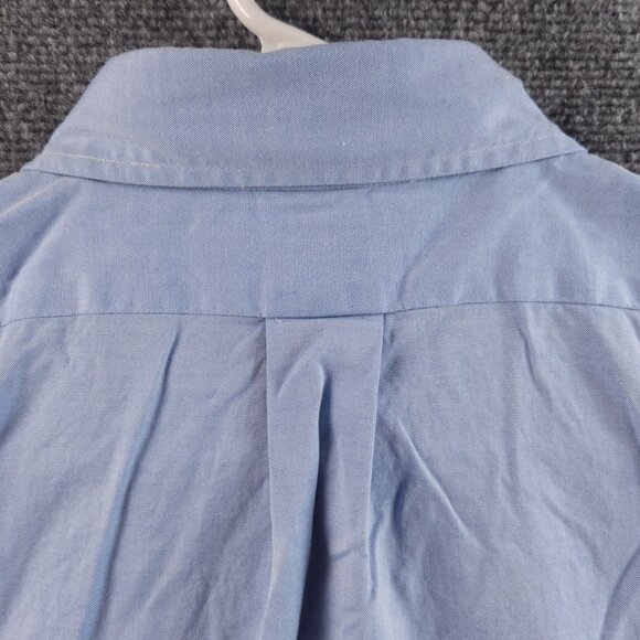 Brooks Brothers 18 35 Button-Down Cotton Traditional Blue Solid Pocket Shirt Men - Picture 15 of 16